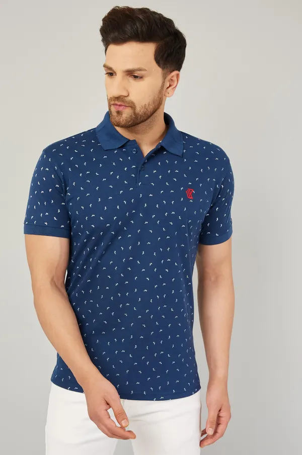 Printed_Men_Polo_Neck_Navy_Blue_T-Shirt