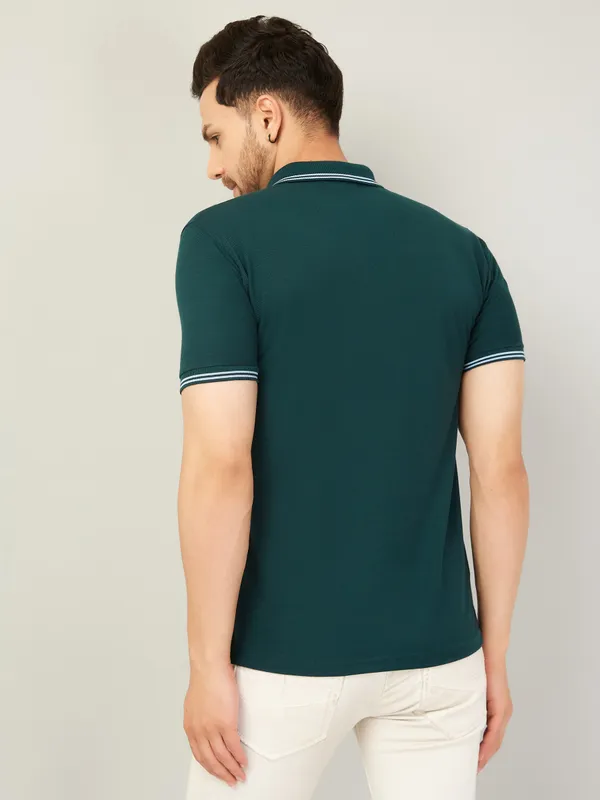 We_Perfect_Solid_Men_Polo_Neck_Green_T-Shirt