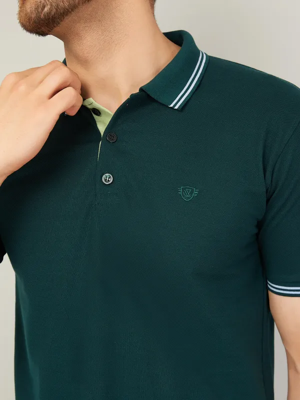 We_Perfect_Solid_Men_Polo_Neck_Green_T-Shirt