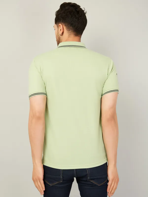 We_Perfect_Solid_Men_Polo_Neck_Green_T-Shirt
