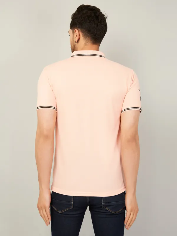 We_Perfect_Solid_Men_Polo_Neck_Pink_T-Shirt