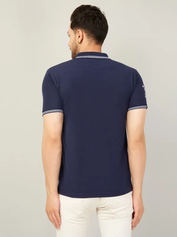 We_Perfect_Solid_Men_Polo_Neck_Blue_T-Shirt