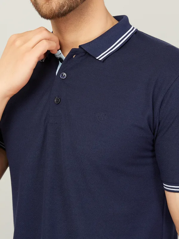 We_Perfect_Solid_Men_Polo_Neck_Blue_T-Shirt