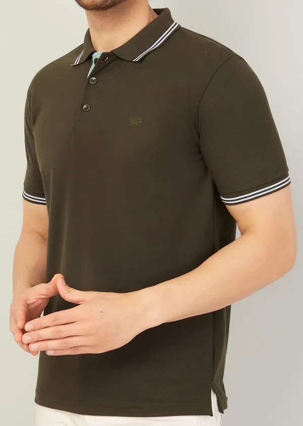 We_Perfect_Solid_Men_Polo_Neck_Green_T-Shirt