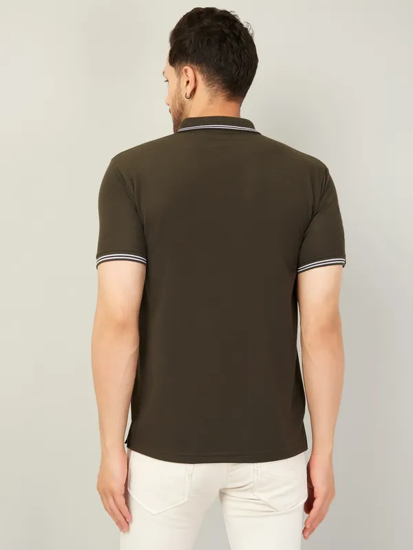 We_Perfect_Solid_Men_Polo_Neck_Green_T-Shirt
