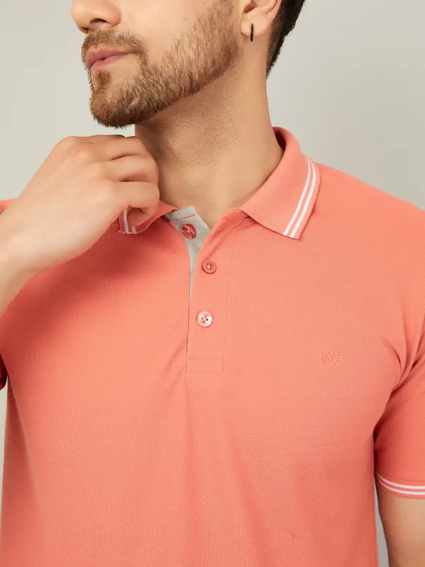 We_Perfect_Solid_Men_Polo_Neck_Pink_T-Shirt