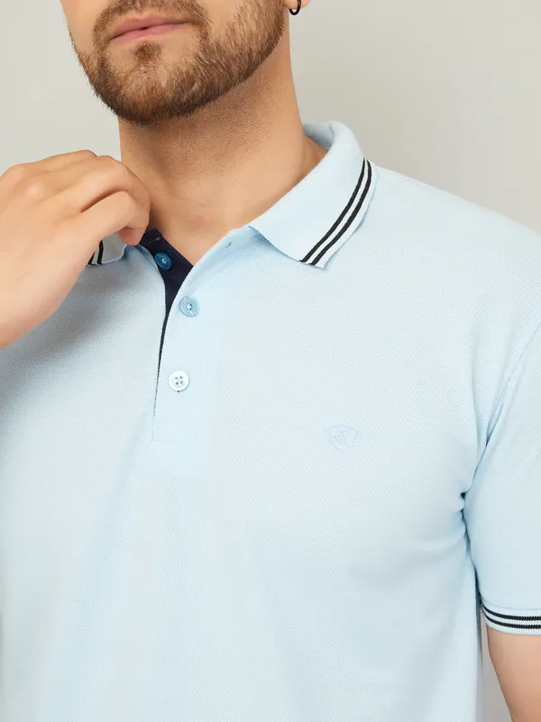 We_Perfect_Solid_Men_Polo_Neck_Blue_T-Shirt