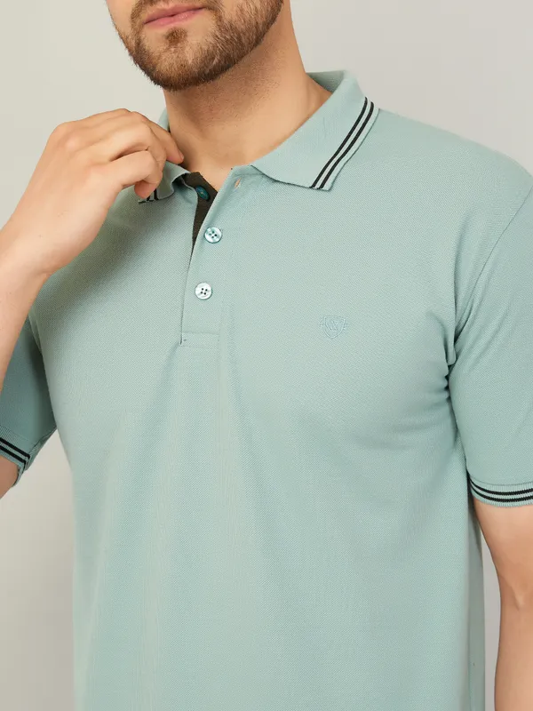 We_Perfect_Solid_Men_Polo_Neck_Green_T-Shirt