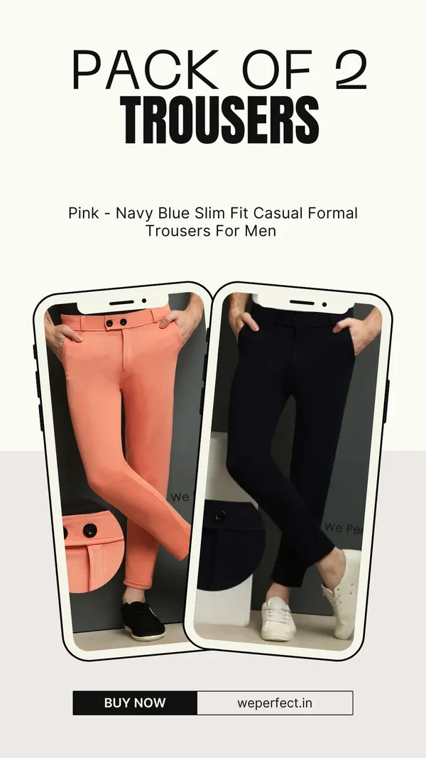 Pink-Navy_Blue_Slim_Fit_Casual_Formal_Trousers_For_Men_(Pack_Of_2)