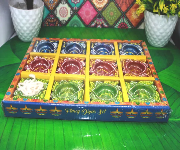 Pack_Of_12_Multicolor_Earthenware_&_Terracotta_Diya_Set