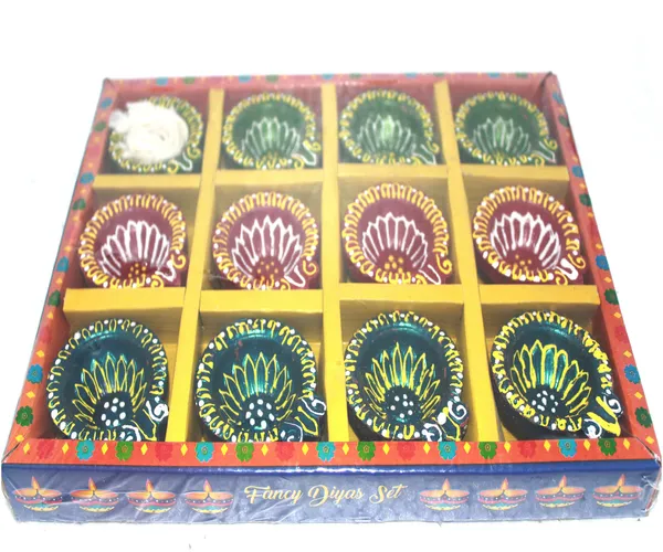Pack_Of_12_Multicolor_Earthenware_&_Terracotta_Diya_Set