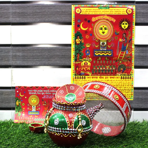 Pack_Of_5_Multicolor_Earthenware_Pooja_Thali_Set