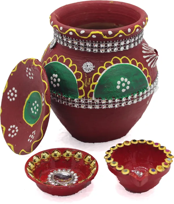 Pack_Of_3_Multicolor_Earthenware_Pooja_Thali_Set_|_(12_*_11_cm)