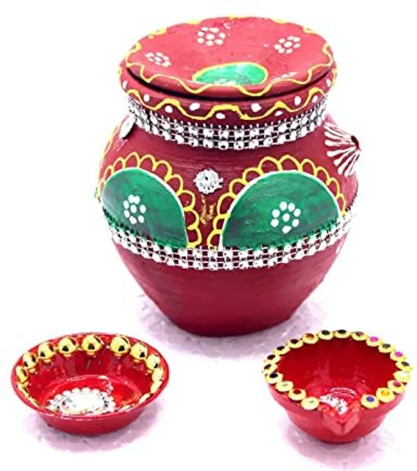 Pack_Of_3_Multicolor_Earthenware_Pooja_Thali_Set_|_(12_*_11_cm)