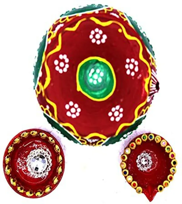 Pack_Of_3_Multicolor_Earthenware_Pooja_Thali_Set_|_(12_*_11_cm)