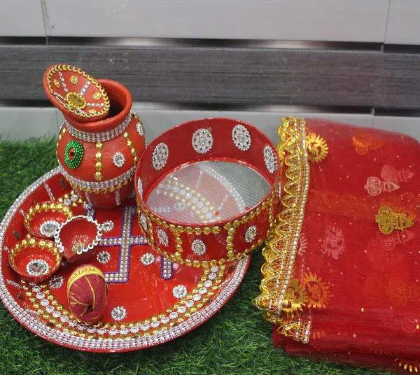 Pack_Of_10_Multicolor_Earthenware_Pooja_Thali_Set_|_(30_cm)