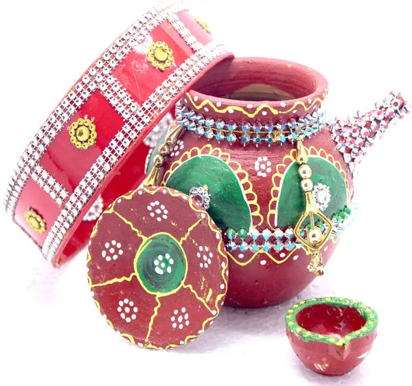 Pack_Of_4_Multicolor_Earthenware_Pooja_Thali_Set