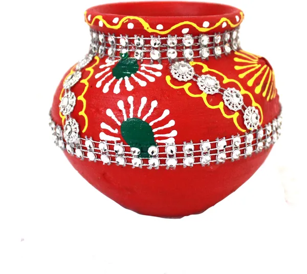 Pack_Of_4_Multicolor_Earthenware_Pooja_Thali_Set