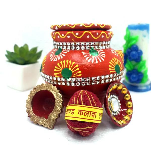 Pack_Of_4_Orange_Earthenware_Pooja_Thali_Set