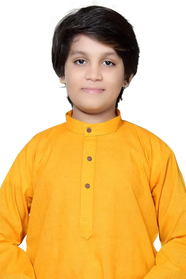 Yellow_Ethnic_Wear_Cotton_Kurta_Pyjama_Set_For_Boys