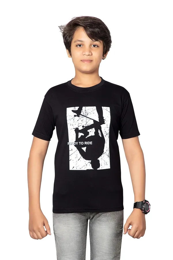 Black_Half_Sleeves_Round_Neck_Cotton_Printed_T-Shirt_For_Boys