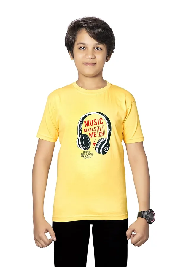 Yellow_Half_Sleeves_Round_Neck_Cotton_Printed_T-Shirt_For_Boys