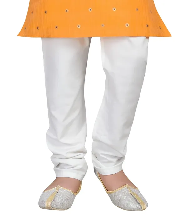 Yellow_Kids_Cotton_Silk_Blend_Boys_Kurta_Pyjama_Set