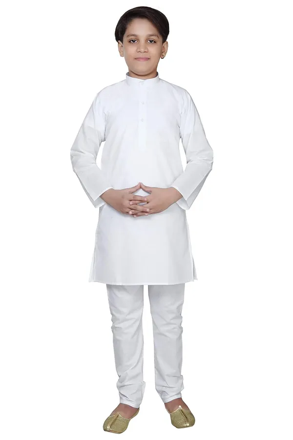 White_Boys_Cotton_Kurta_Pyjama_Set