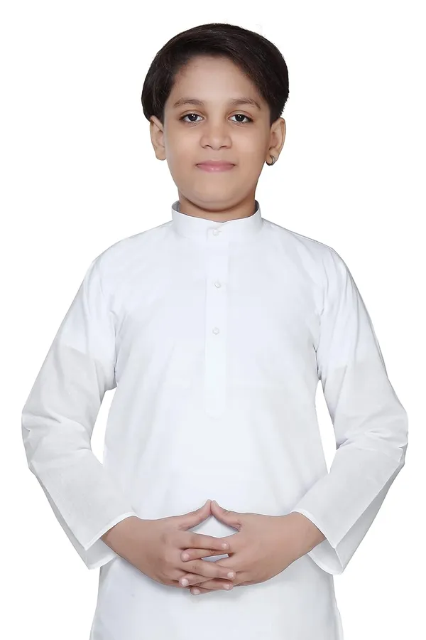 White_Boys_Cotton_Kurta_Pyjama_Set