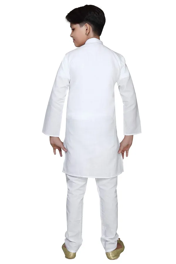 White_Boys_Cotton_Kurta_Pyjama_Set