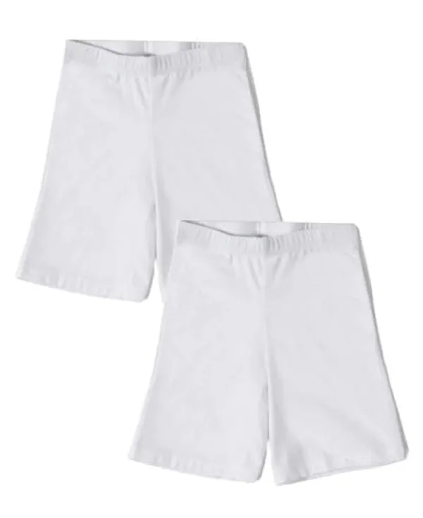White_Girls_Solid_Cotton_Elastane_Stretch_Cycling_Shorts_With_Ultrasoft_Waistband_-_Pack_Of_2