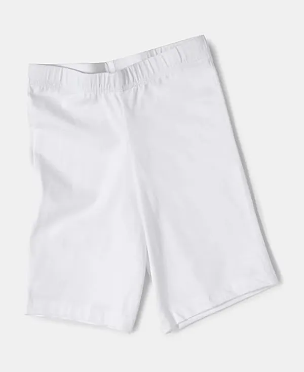 White_Girls_Solid_Cotton_Elastane_Stretch_Cycling_Shorts_With_Ultrasoft_Waistband_-_Pack_Of_2