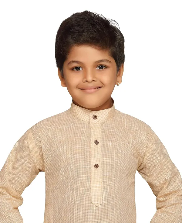 Cream_Boys_Cotton_Kurta_Pyjama_Set