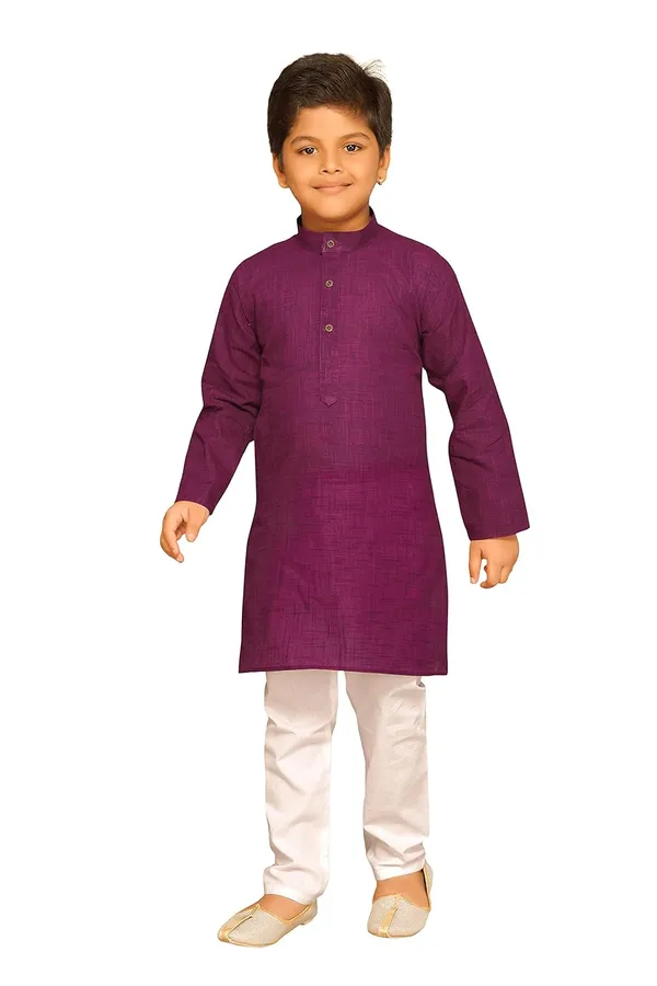 Magenta_Boys_Cotton_Kurta_Pyjama_Set