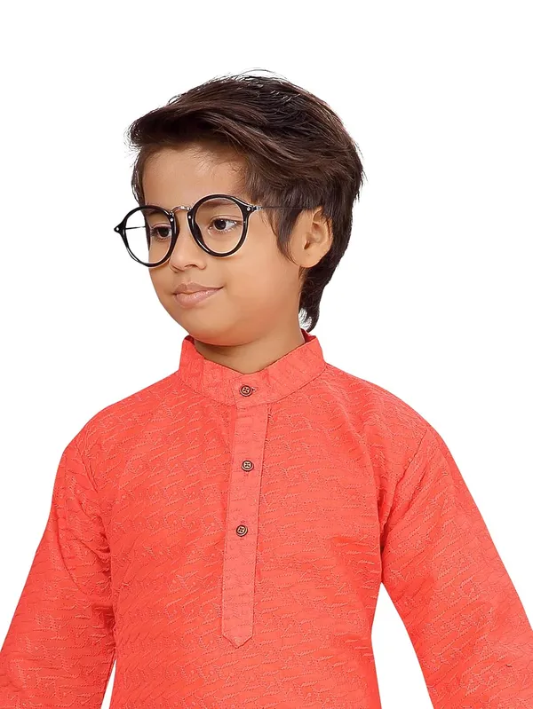 Red_Ethnic_Wear_Cotton_Kurta_Pyjama_Set_For_Boys