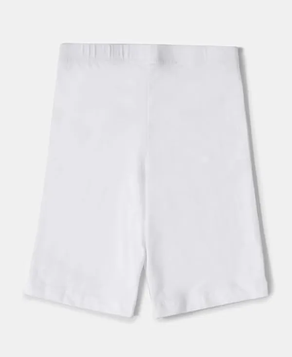 White_Girls_Solid_Cotton_Elastane_Stretch_Cycling_Shorts_With_Ultrasoft_Waistband