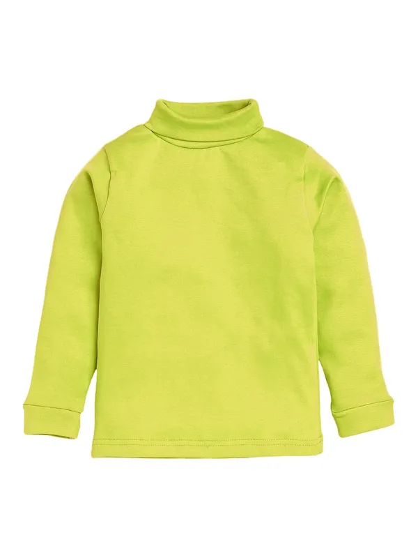 Lime_Green_Turtle_Neck_Cotton_T-Shirt_For_Boys_And_Girls