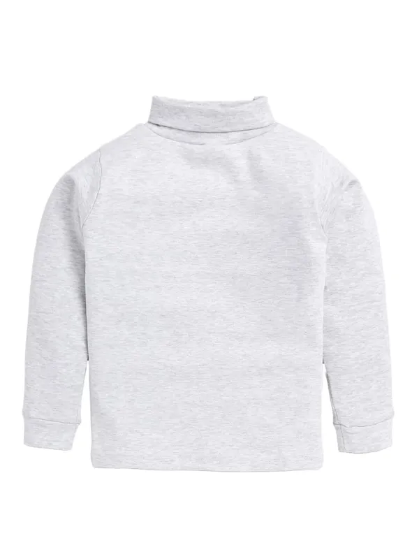 Melange_Grey_Turtle_Neck_Cotton_T-Shirt_For_Boys_And_Girls