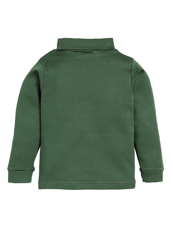 Olive_Turtle_Neck_Cotton_T-Shirt_For_Boys_And_Girls