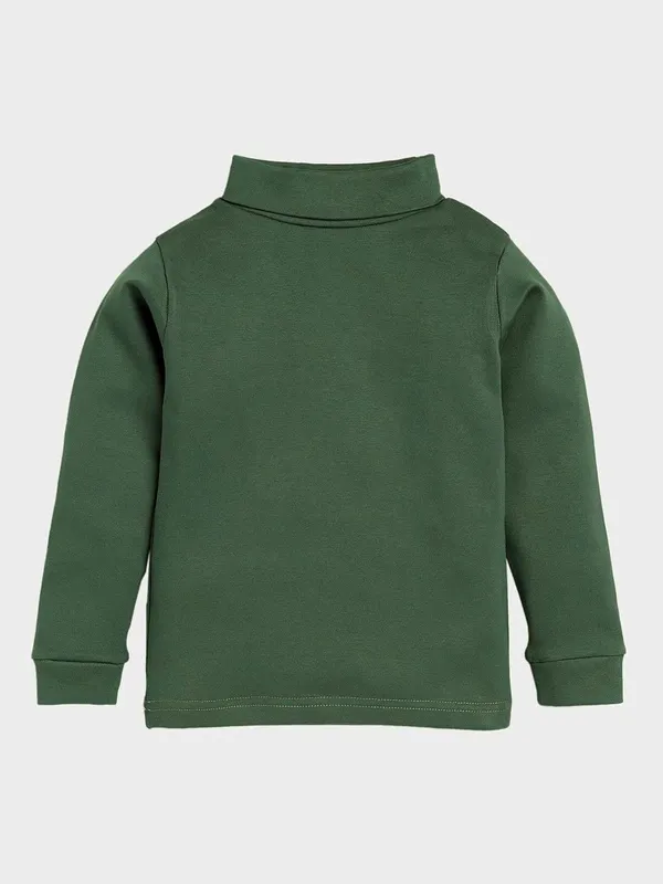 Olive_Turtle_Neck_Cotton_T-Shirt_For_Boys_And_Girls