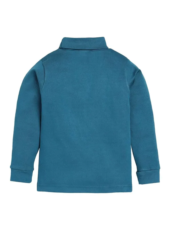 Teal_Blue_Turtle_Neck_Cotton_T-Shirt_For_Boys_And_Girls