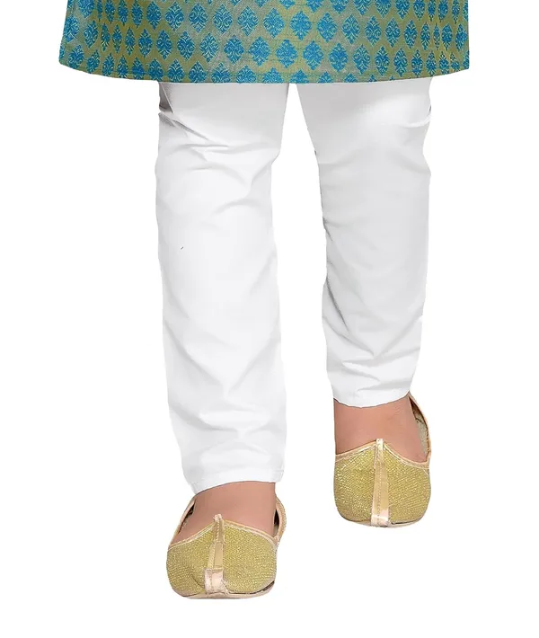 Peacock_Green_Boys_Jacquard_Silk_Kurta_And_Pyjama_Set