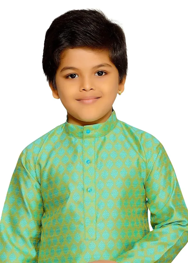 Seafoam_Green_Boys_Jacquard_Silk_Kurta_And_Pyjama_Set