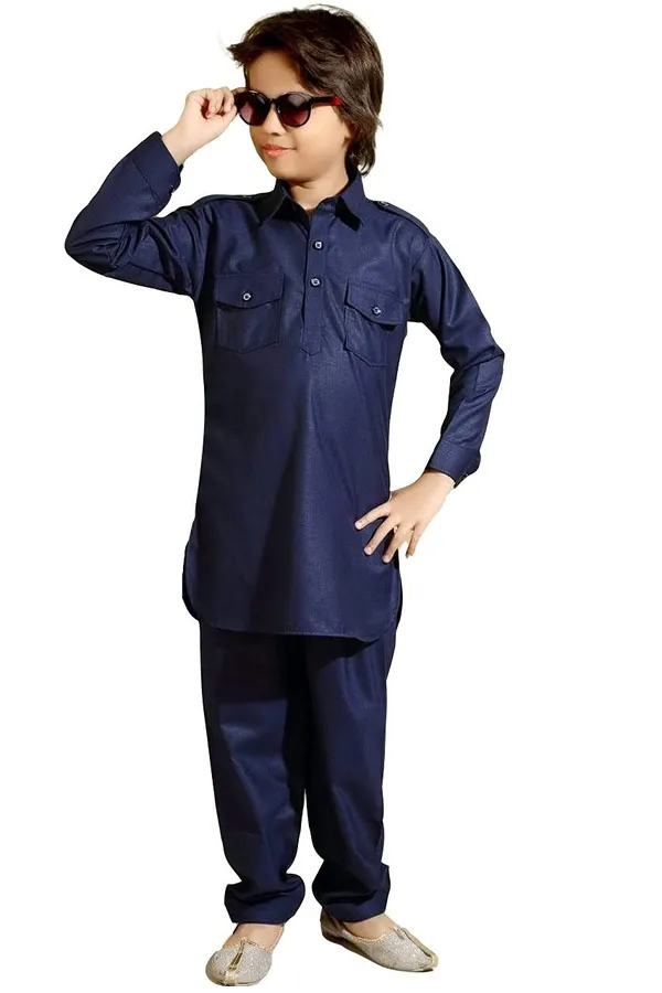 Navy_Blue_Cotton_Boys_Pathani_Suit