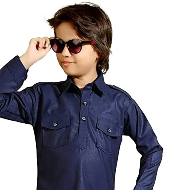 Navy_Blue_Cotton_Boys_Pathani_Suit