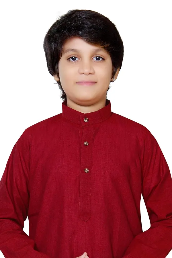 Maroon_Ethnic_Wear_Cotton_Kurta_Pyjama_Set_For_Boys
