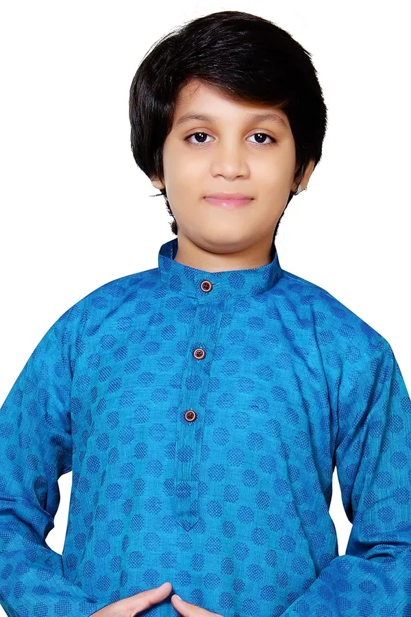 Blue_Ethnic_Wear_Cotton_Kurta_Pyjama_Set_For_Boys