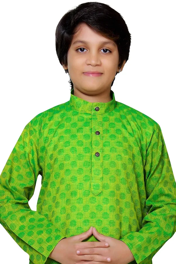 Green_Ethnic_Wear_Cotton_Kurta_Pyjama_Set_For_Boys