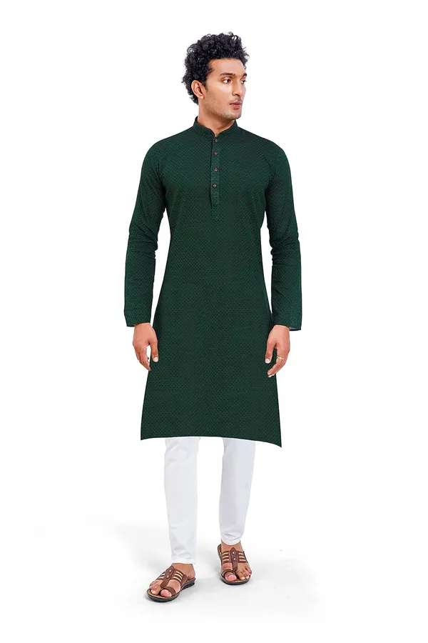 Bottle_Green_Stylish_Mens_Cotton_Kurta_Pyjama_Set