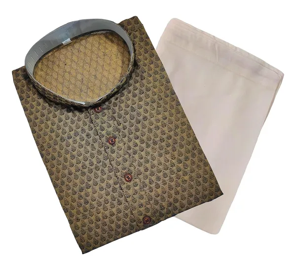 Gold_Brown_Stylish_Mens_Cotton_Kurta_Pyjama_Set